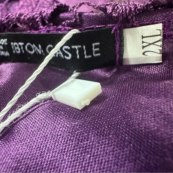 Ibtom Castle Purple Lace Tulle Half Sleeve Formal Mother of Bride Maxi Dress 2X - Picture 9 of 13